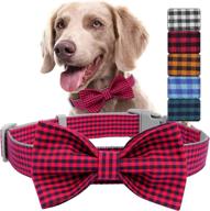 dapper and stylish: buffalo plaid dog bow ties & collars for large breeds - comprenee durable design, adjustable nylon burberry soft collar with d-rings - ideal cat collar with bowtie and gift option logo