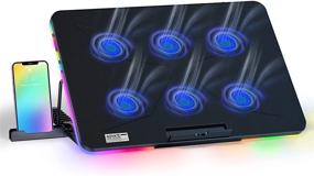 img 4 attached to 👨 AOYATEC Laptop Cooling Pad with 6 Quiet LED Fans, RGB Light Laptop Cooler Stand, Dual USB 2.0 Ports, for 12-17 Inch Laptop - Adjustable Wind Speed & Gaming Notebook Cooling Fan