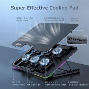img 2 attached to 👨 AOYATEC Laptop Cooling Pad with 6 Quiet LED Fans, RGB Light Laptop Cooler Stand, Dual USB 2.0 Ports, for 12-17 Inch Laptop - Adjustable Wind Speed & Gaming Notebook Cooling Fan
