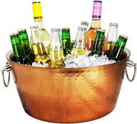 🍾 brekx rose copper hammered stainless-steel beverage tub: ultimate drink chiller for parties and events - 12 quarts capacity logo