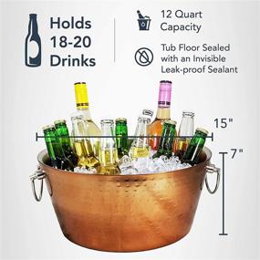 img 1 attached to 🍾 BREKX Rose Copper Hammered Stainless-Steel Beverage Tub: Ultimate Drink Chiller for Parties and Events - 12 Quarts Capacity