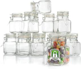 img 4 attached to 🍶 12 Pack of 3 oz Small Glass Jars with Airtight Lids – Leak Proof Rubber Gasket and Hinged Lid for Home, Kitchen, and Party Favors – Glass Spice Jars with Lids
