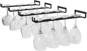 img 4 attached to 🍷 Wallniture Wine Glass Holder Rack: Stylish, Space-Saving, and Durable Set of 4 Stemware Racks - Wall Mountable, Heavy Duty, Wrought Iron -15 Inch, Black