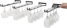 img 2 attached to 🍷 Wallniture Wine Glass Holder Rack: Stylish, Space-Saving, and Durable Set of 4 Stemware Racks - Wall Mountable, Heavy Duty, Wrought Iron -15 Inch, Black