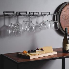 img 3 attached to 🍷 Wallniture Wine Glass Holder Rack: Stylish, Space-Saving, and Durable Set of 4 Stemware Racks - Wall Mountable, Heavy Duty, Wrought Iron -15 Inch, Black