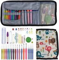 katech ergonomic crochet hooks set with roll closure case - complete 49-piece knitting accessories organizer for crochet lovers - diy hand knitting art tools with needle kit and yarn weaving logo