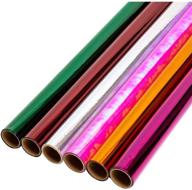 vibrant assorted colors: clear cellophane gift wrapping (17in x 10ft, 6 pack) logo