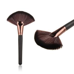 img 2 attached to 💨 HUIFEN Large Fan Makeup Brush - Portable Slim Pro Tool for Highlight and Bronzer, 2pcs Set - Soft Cosmetic Contour Brush for Flawless Cheekbones