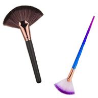 💨 huifen large fan makeup brush - portable slim pro tool for highlight and bronzer, 2pcs set - soft cosmetic contour brush for flawless cheekbones logo