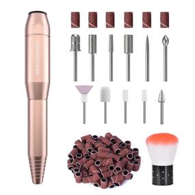 img 4 attached to 💅 MelodySusie Gold Electric Nail Drill Machine 11 in 1 Kit - Portable Electric File Efile, Acrylic Gel Nails Manicure Pedicure Tool with Drill Bits, Sanding Bands, Dust Brush Included