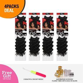 img 3 attached to 8-Pack 8 Inch AU-THEN-TIC 2X Deep Twist Crochet Hair for Deep Wave Crochet Braids with Synthetic Kinky Curly Short Hair - (4 PACK, 1B)