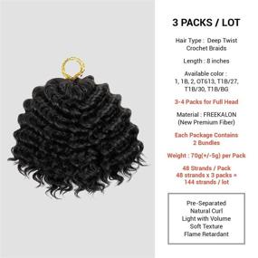 img 2 attached to 8-Pack 8 Inch AU-THEN-TIC 2X Deep Twist Crochet Hair for Deep Wave Crochet Braids with Synthetic Kinky Curly Short Hair - (4 PACK, 1B)