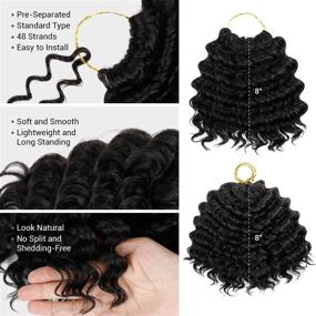 img 1 attached to 8-Pack 8 Inch AU-THEN-TIC 2X Deep Twist Crochet Hair for Deep Wave Crochet Braids with Synthetic Kinky Curly Short Hair - (4 PACK, 1B)