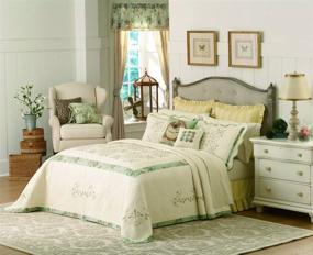 img 4 attached to Vintage Green and Ivory Queen Bedspread by Mary Janes Farm - A Timeless Treasure