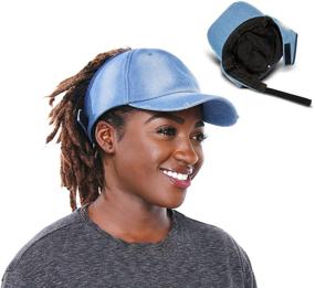 img 4 attached to 🧢 Стильная бейсболка из атласа для женщин - идеальная кепка для хвостика при вьющихся натуральных волосах - беззастежная конструкция для легкого стиля - идеальная кепка для укладки вьющихся волос