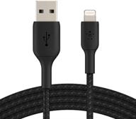 🔌 belkin caa002bt1mbk iphone charging cable - braided lightning cable (tested to withstand 1000+ bends) lightning to usb cable (3ft/1m, black) logo