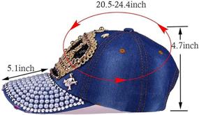 img 3 attached to Stylish and Sparkling Rhinestone Bejeweled Women's Adjustable Crown Baseball Cap: Perfect Hip Hop Hat and Sun Cap for a Trendy Look