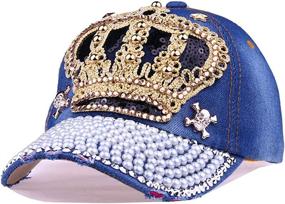 img 4 attached to Stylish and Sparkling Rhinestone Bejeweled Women's Adjustable Crown Baseball Cap: Perfect Hip Hop Hat and Sun Cap for a Trendy Look