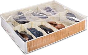 img 3 attached to Optimize Your Shoe Storage with our Under Bed Shoe Organizer - Stores Up to Twelve Pairs of Shoes. Stylish Bamboo Exterior, Clear Lid for Easy Visibility, and Enhanced Protection against Moisture and Dust.