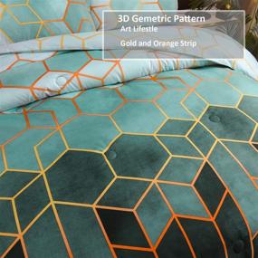 img 3 attached to 🟢 BDAILKA Green Comforter Set Queen - Geometric Pattern with 2 Pillowcases, Soft Microfiber Duvet Comforter for Queen Size Bed