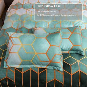 img 2 attached to 🟢 BDAILKA Green Comforter Set Queen - Geometric Pattern with 2 Pillowcases, Soft Microfiber Duvet Comforter for Queen Size Bed