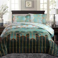 🟢 bdailka green comforter set queen - geometric pattern with 2 pillowcases, soft microfiber duvet comforter for queen size bed logo