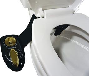 img 1 attached to 🚽 BossBidet Bold - Toilet Bidet Attachment, Quick 1.3 Second Cleansing. Stylish Design, Non-Electric Mechanical Sprayer for Toilet, Dual Nozzle, Feminine Wash, Self Cleaning. Black Gold Finish