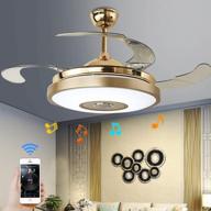 🔊 enhance your living room with morechange 42” modern smart bluetooth ceiling fans: lights, music, and remote control in rose gold логотип