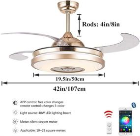 img 3 attached to 🔊 Enhance Your Living Room with MoreChange 42” Modern Smart Bluetooth Ceiling Fans: Lights, Music, and Remote Control in Rose Gold