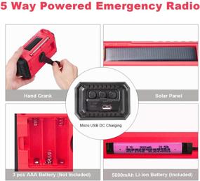 img 2 attached to 📻 Solar Hand Crank Portable NOAA Weather Alert Radio - 5-Way Powered AM/FM/SW Emergency Radio for Household and Outdoor Use, 5000mAh Battery Power Bank USB Charger, LED Flashlight and Camping Lantern, SOS Alarm and Compass