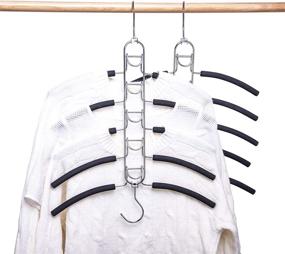 img 4 attached to 👕 Nature Smile 2-Pack 5-in-1 Anti-Slip Clothes Hangers with Space-Saver Design, Magic Metal Hangers for Multi-Layered Wardrobe, Heavy-Duty Blouse Hanger Closet Storage Organizer