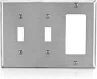 🔌 leviton 84421-40 stainless steel 3-gang wallplate: 2-toggle decora/gfci device combination логотип