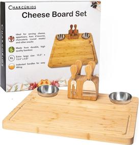 img 3 attached to 🧀 Bamboo Cheese Board Set with Knife - Ideal Housewarming Gift