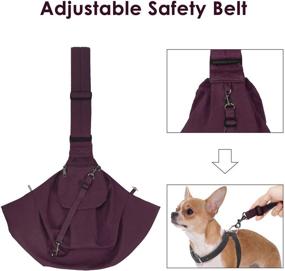 img 2 attached to 🐾 Small Pet Sling Carrier Hands Free - AUTOWT Dog Padded Papoose Sling with Adjustable Shoulder Strap, Reversible Tote Bag, Pocket, and Safety Belt for Traveling with your Dog or Cat on the Subway