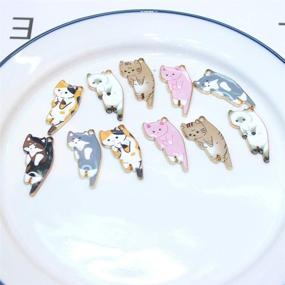 img 2 attached to 🐱 30-Piece Mixed Color Animal Cute Cat Enamel Pendant Set – DIY Necklace, Bracelet, Earring, Keychain, and Mobile Phone Case Decoration – Handicrafts Alloy Accessories (Color: A)