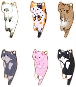 img 4 attached to 🐱 30-Piece Mixed Color Animal Cute Cat Enamel Pendant Set – DIY Necklace, Bracelet, Earring, Keychain, and Mobile Phone Case Decoration – Handicrafts Alloy Accessories (Color: A)