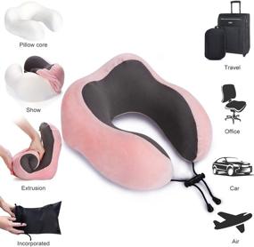 img 1 attached to Findigit Travel Neck Pillow: Ultimate Comfort Memory Foam Pillow with Eye Masks, Earplugs, and Luxury Bag (Pink)