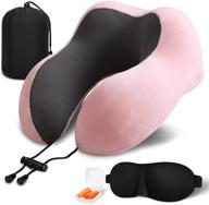 findigit travel neck pillow: ultimate comfort memory foam pillow with eye masks, earplugs, and luxury bag (pink) logo