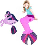 🧜 blankie tails my little pony mermaid blanket - reversible minky fleece wearable blanket with twilight sparkle seapony design - mermaid tail blanket (56'' h x 27'' - kids ages 5-12) logo