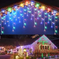 🎄 ddmy christmas decorations: outdoor twinkle multi color fairy string curtain lights - 416 leds, 34 ft, 8 modes - waterproof & perfect for christmas decor, window, wedding, party, yard, garden indoor логотип