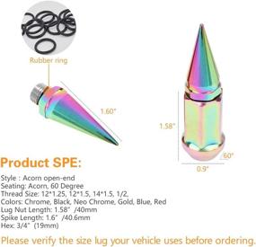 img 2 attached to 💥 FCD 20pcs 14x1.5 Extended Spike Tuner Lug Nuts - Neo Chrome - Enhance Wheel Rim Styling & Optimization