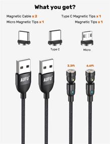 img 3 attached to AUFU Magnetic Charging Cable (2Pack-3.3ft/6.6 ft), 3A Fast Charging Data Sync Nylon Braided USB Cord Cable Compatible with Micro USB Type C - Magnetic Phone Charger Cable