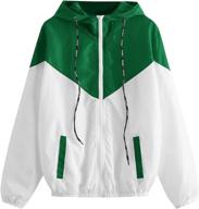 🧥 stay stylish and protected with milumia women's color block drawstring hooded zip up sports jacket windproof windbreaker with pocket logo