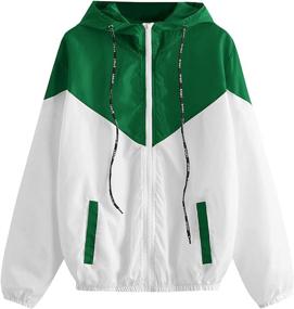 img 4 attached to 🧥 Stay Stylish and Protected with Milumia Women's Color Block Drawstring Hooded Zip Up Sports Jacket Windproof Windbreaker with Pocket