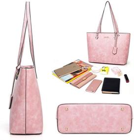 img 1 attached to Large Leather Tote Purses and Wallet Sets for Women: Stylish 5pcs Handbags Bag