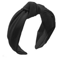 💁 stylish black knotted wide headband: elastic hair accessory for women and girls, perfect for yoga and fashion logo