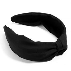 img 3 attached to 💁 Stylish Black Knotted Wide Headband: Elastic Hair Accessory for Women and Girls, Perfect for Yoga and Fashion