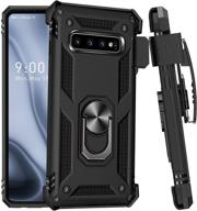 📱 samsung galaxy s10 case with belt clip holster ring holder – military grade protection cover with magnetic car mount compatibility (black) logo