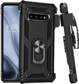 img 4 attached to 📱 Samsung Galaxy S10 Case with Belt Clip Holster Ring Holder – Military Grade Protection Cover with Magnetic Car Mount Compatibility (Black)