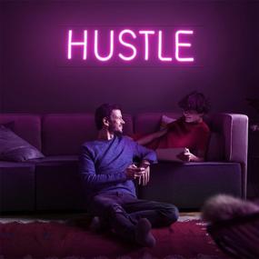 img 3 attached to Hustle Neon Sign For Wall Decor Большие светодиодные неоновые огни Праздничные украшения для спальни 19